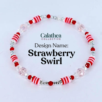Red Pink and White Peppermint Strawberry Twist Bracelet Collection