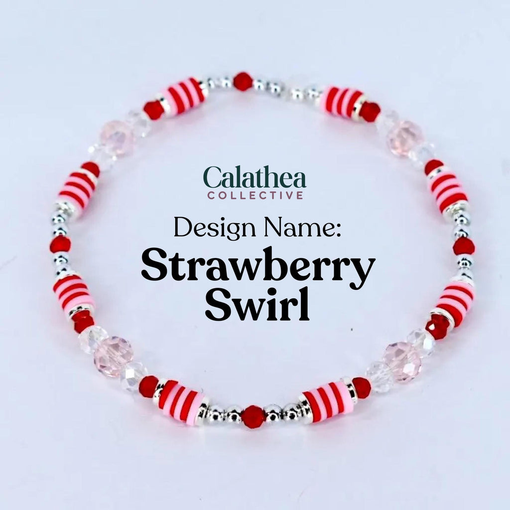 Red Pink and White Peppermint Strawberry Twist Bracelet Collection