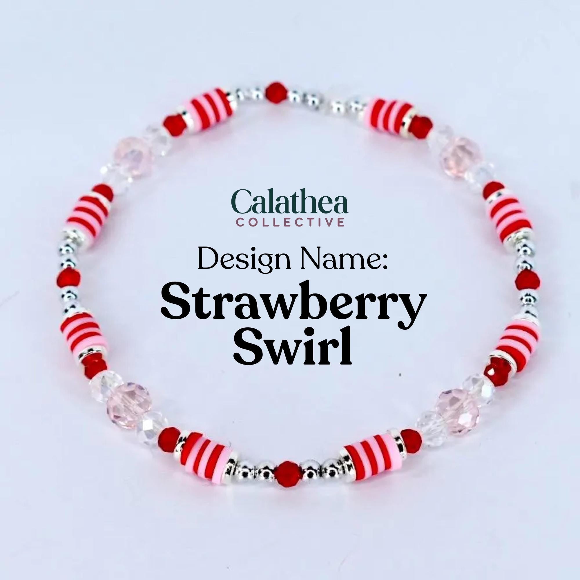 Red Pink and White Peppermint Strawberry Twist Bracelet Collection