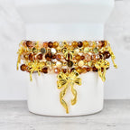 Chocolate Brown and Gold Bracelet Collection - Bow Charm Bracelets