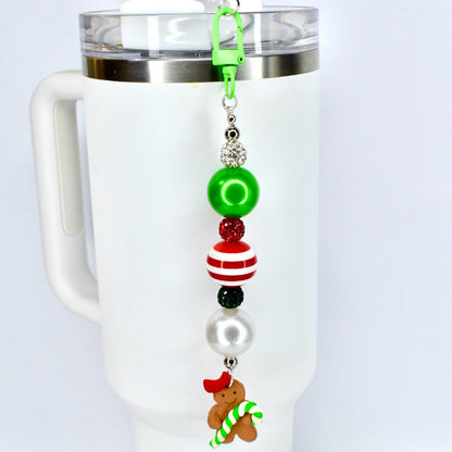 Gingerbread Cookie Straw Charm – Christmas Beaded Tumbler Accessory