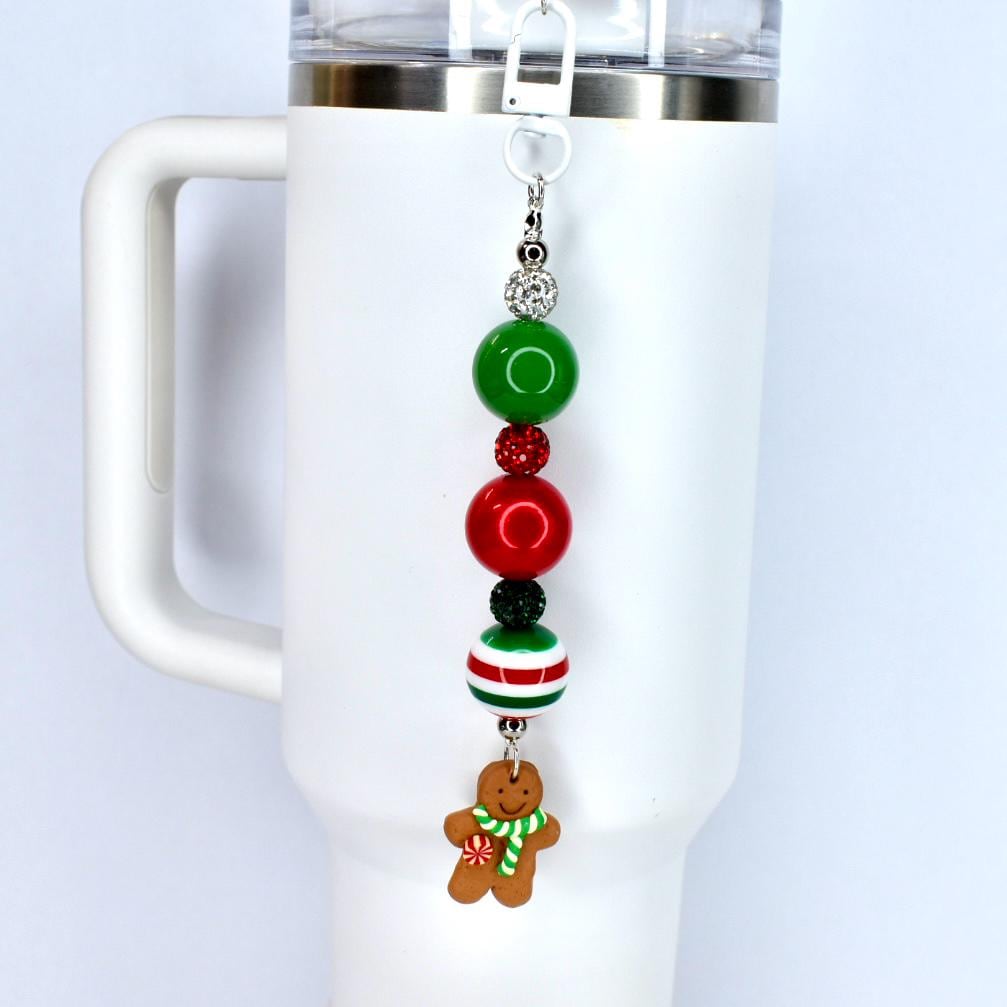 Gingerbread Cookie Straw Charm – Christmas Beaded Tumbler Accessory