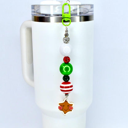 Gingerbread Cookie Straw Charm – Christmas Beaded Tumbler Accessory