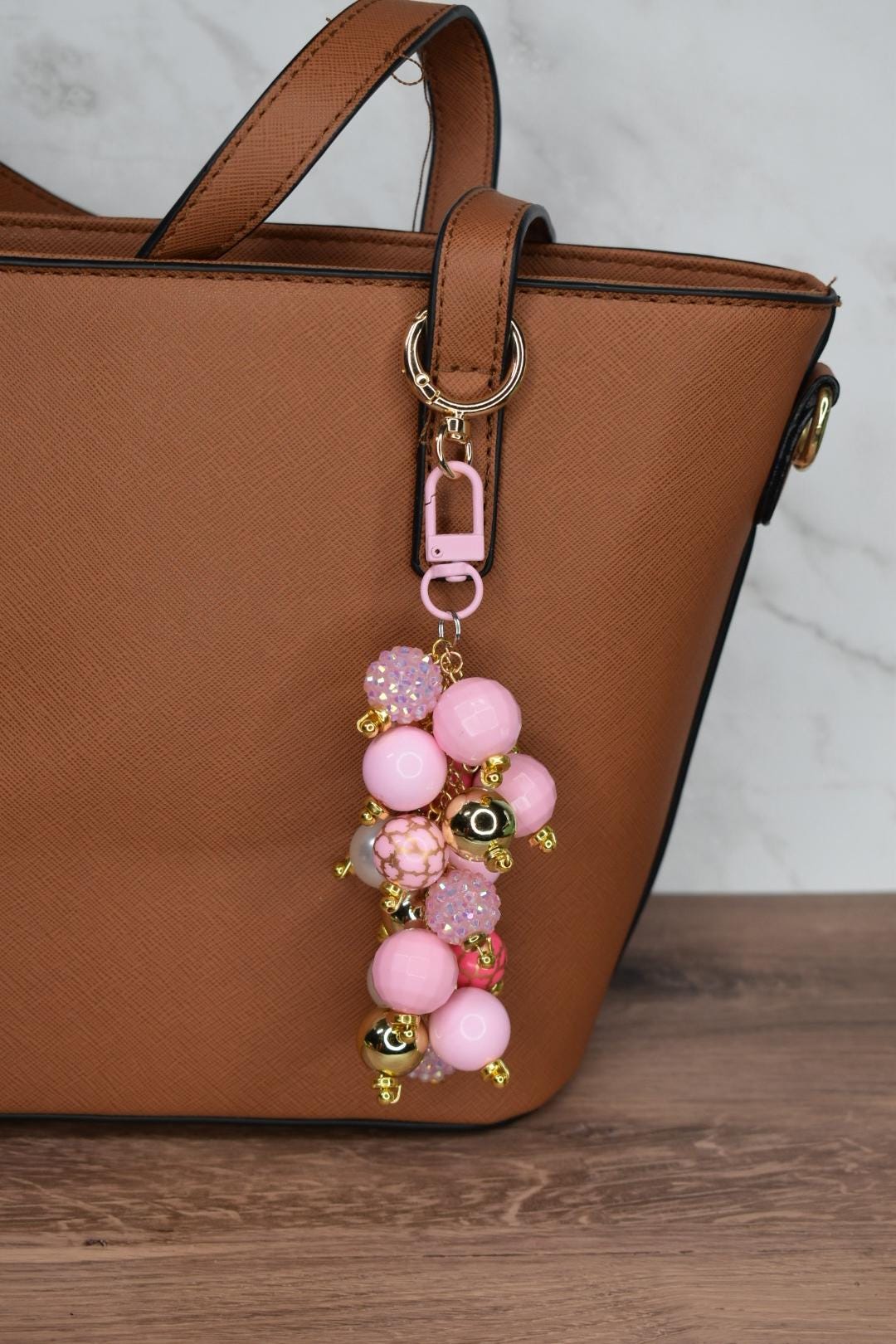 Pink and Gold Mermaid Bag Charm - Bag Keychain