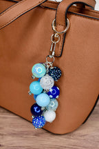 Blue Ombre Beaded Bag Charm or Keychain