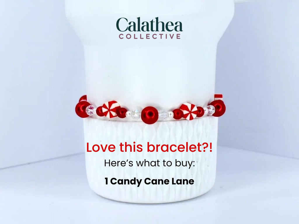 Red and White Candy Cane Twist Beaded Bracelet Collection