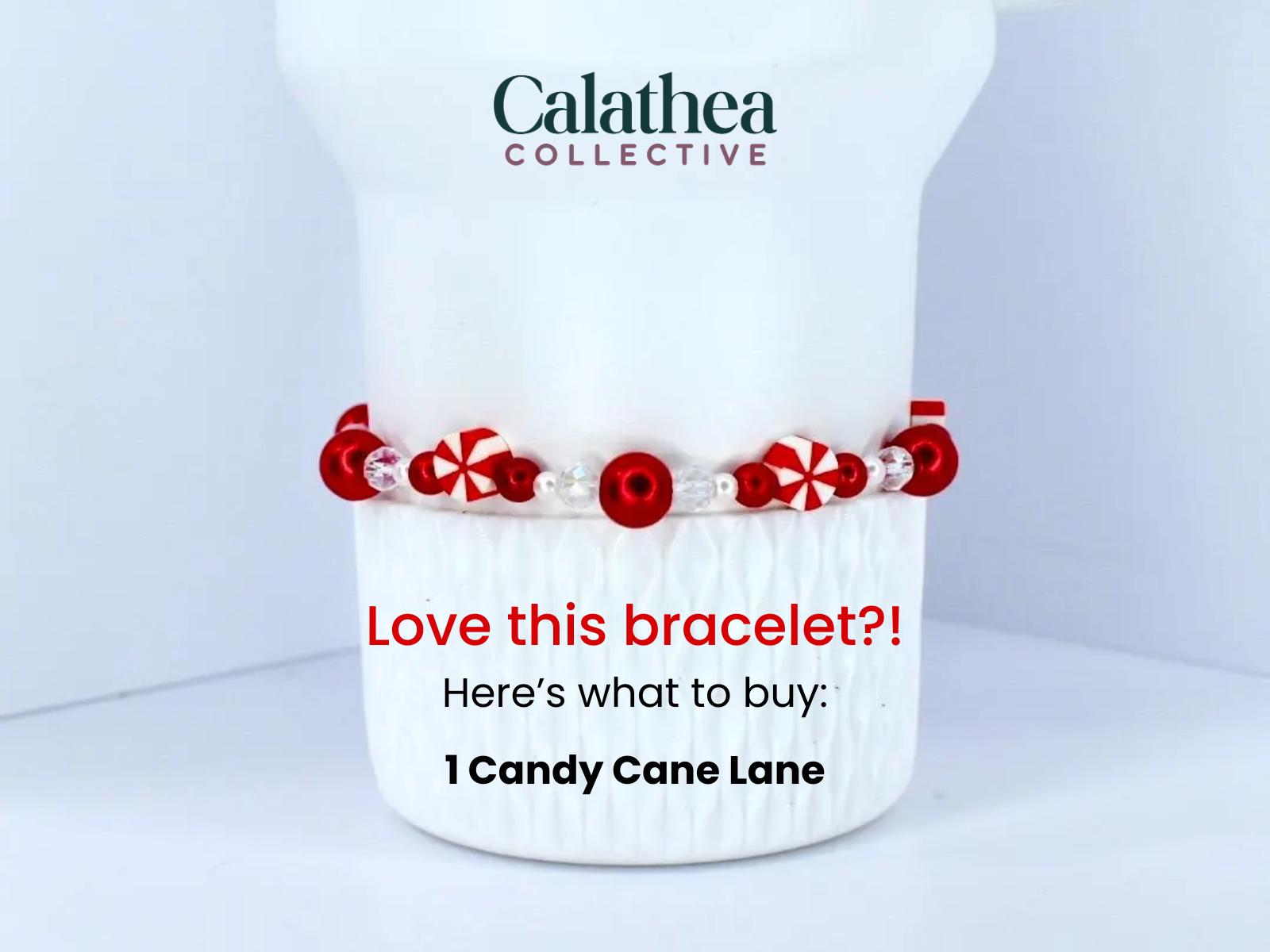 Red and White Candy Cane Twist Beaded Bracelet Collection