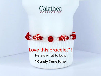 Red and White Candy Cane Twist Beaded Bracelet Collection