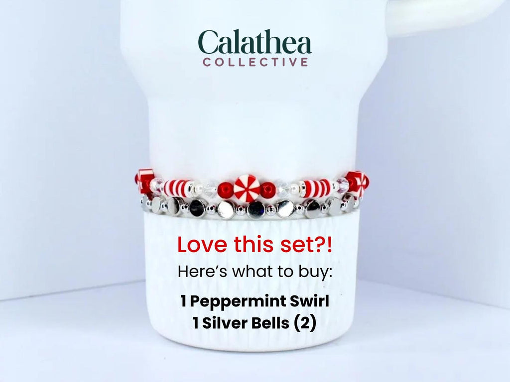 Red and White Candy Cane Twist Beaded Bracelet Collection