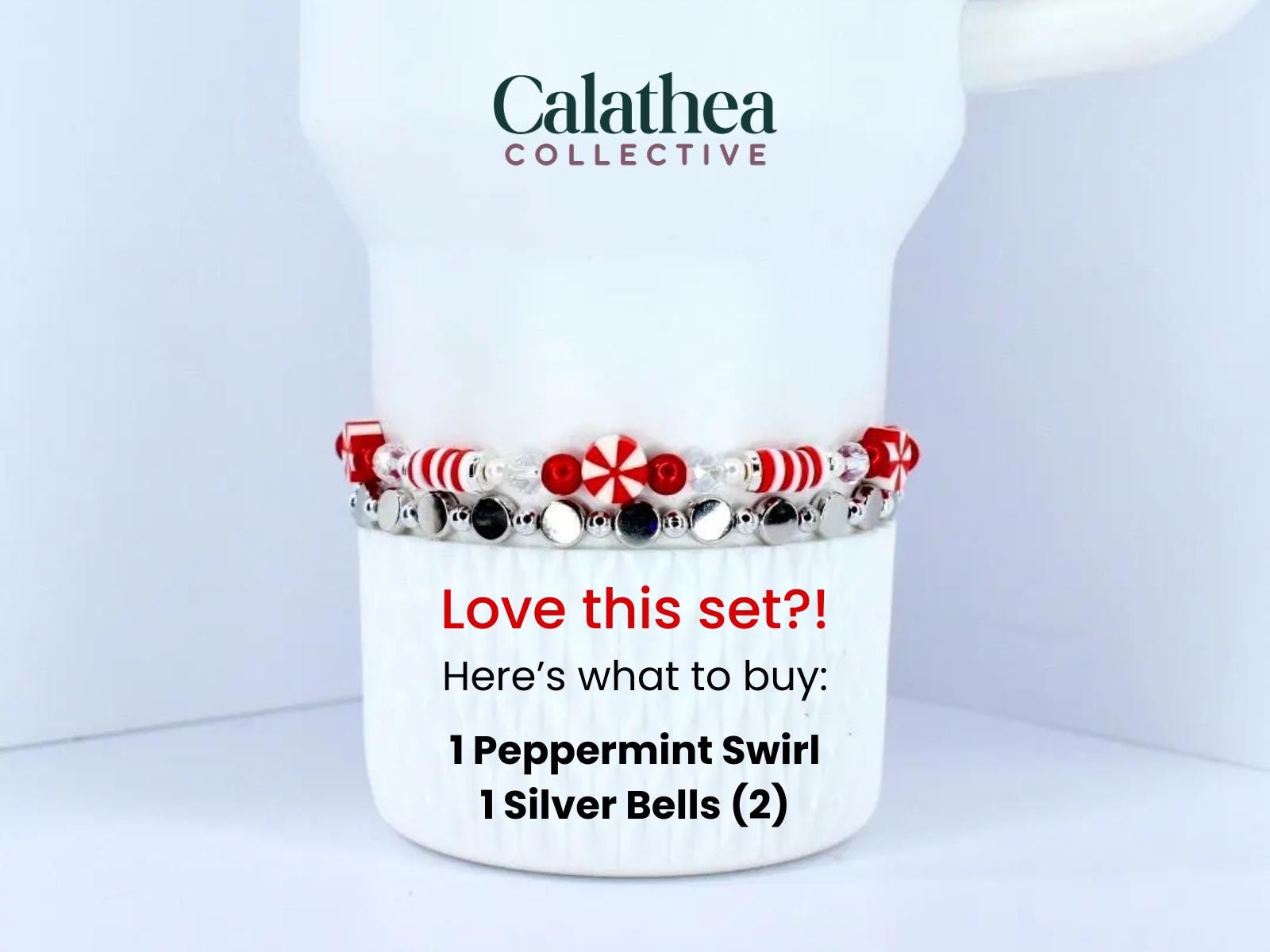 Red and White Candy Cane Twist Beaded Bracelet Collection
