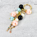 Pearl Beaded Bag Charm: Personalized Rhinestone Initial Keychain