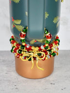 Holiday Botanical Tumbler Handle Charm Bracelet with Gold Bow Charm