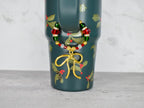 Holiday Botanical Tumbler Handle Charm Bracelet with Gold Bow Charm