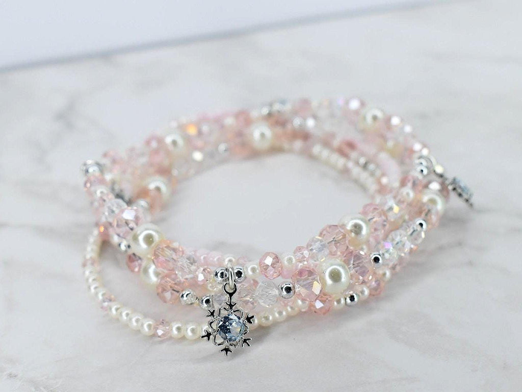 Versatile Bracelet Collection Blush Pearl Designs Crystal Accent Pieces Silver Elements Dainty Handcrafted Jewelry Everyday Fashion Accessory Stackable Individual Bands Elastic Stretch Comfort Mix Match Options Wedding Day Style Elegant
