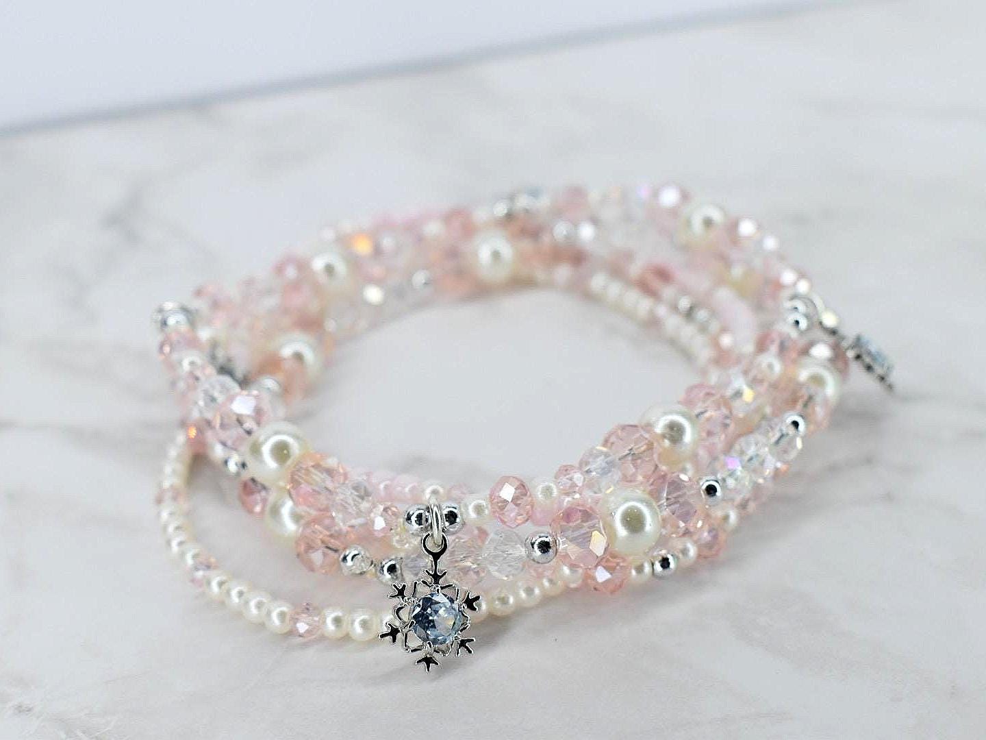 Versatile Bracelet Collection Blush Pearl Designs Crystal Accent Pieces Silver Elements Dainty Handcrafted Jewelry Everyday Fashion Accessory Stackable Individual Bands Elastic Stretch Comfort Mix Match Options Wedding Day Style Elegant