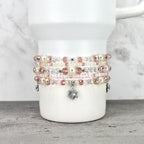 Perfect Gift Jewelry Blush Pearl Bracelets Stackable Collection Handmade Crystal Designs Individual Stretch Bangles Mix Match Options Dainty Feminine Style Wedding Accessory Idea Bridal Party Present Silver Accent Details Comfortable