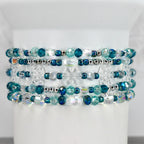 Ponderosa Shimmer Bracelet Collection: Turquoise, Silver and Crystal Beaded Bracelets with Snowflake Accent Beads