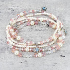 Handmade Pink and Pearl Bracelet Set with Snowflake Charms
