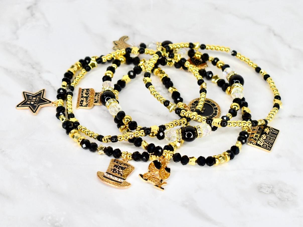 Happy New Year Black Honey Bracelet Collection - 5 Piece Set or Individual Bracelets