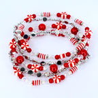 Red and White Candy Cane Twist Beaded Bracelet Collection