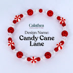Red and White Candy Cane Twist Beaded Bracelet Collection