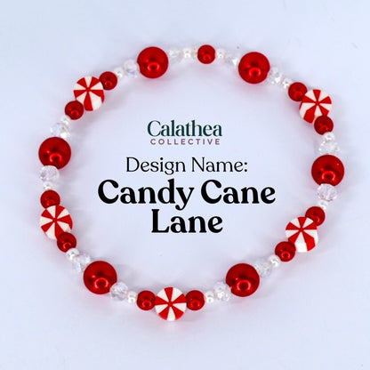 Red and White Candy Cane Twist Beaded Bracelet Collection
