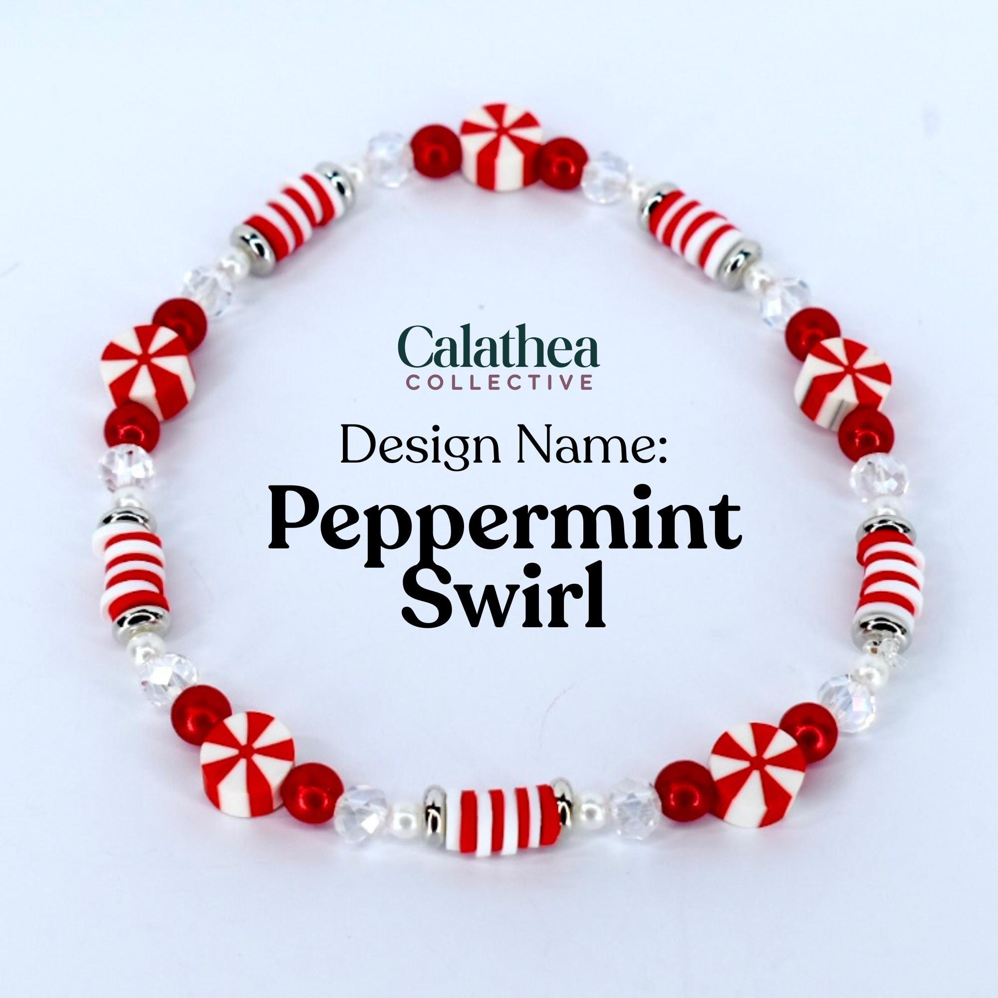 Red and White Candy Cane Twist Beaded Bracelet Collection