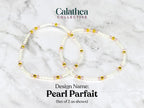 Two delicate pearl bracelets with gold and pink accents. The bracelets are labeled "Pearl Parfait" and are from the "Calathea Collective". The set includes two bracelets as shown.