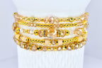 Sparkle Accessory Bracelet Champagne Crystal Collection Gold Beaded Jewelry Dainty Design Elegant Shimmer Effect Faceted Beads Stackable Style Mix Match Look Gift Women Special Occasion Celebration Jewelry Party Wear Premium Quality