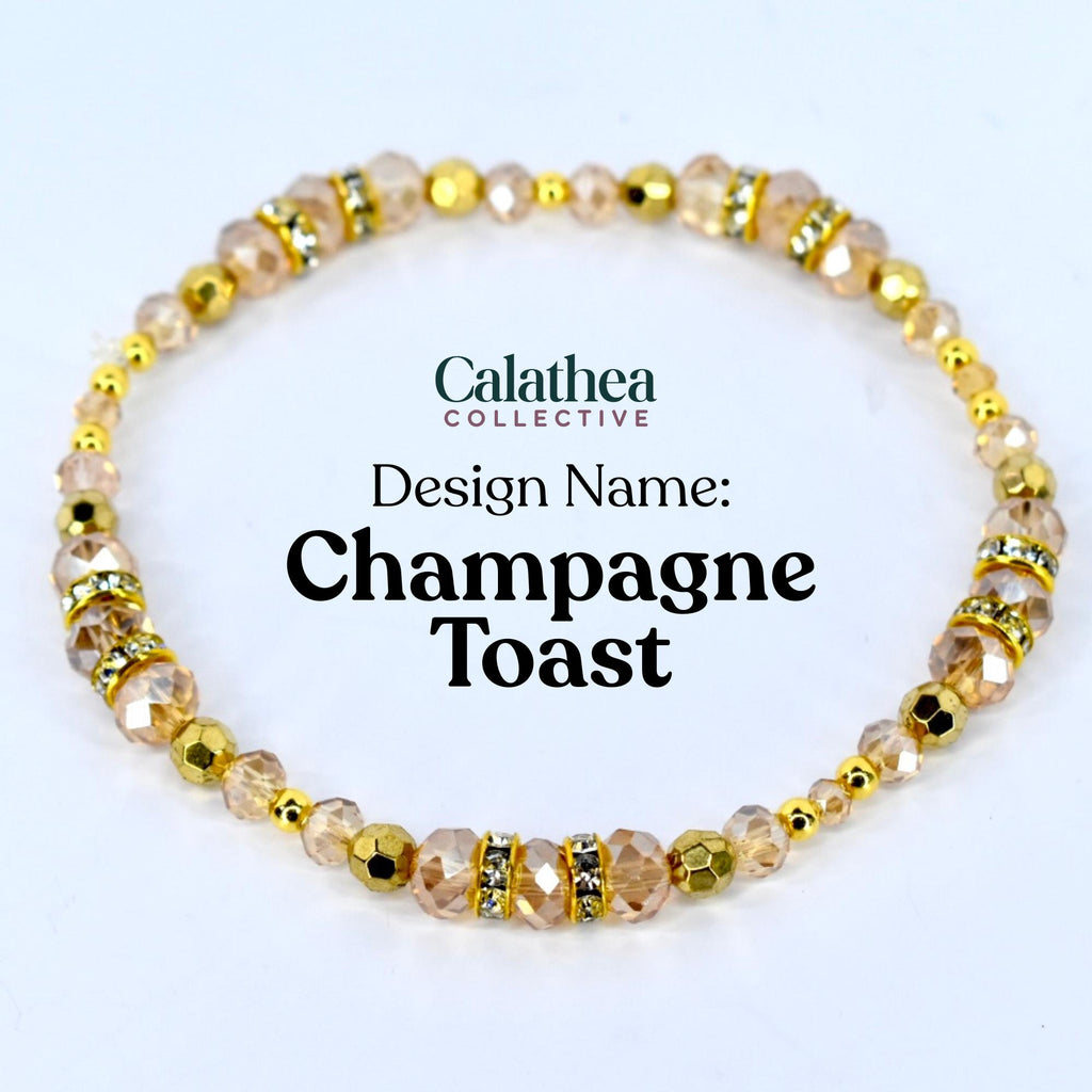 Prosecco Shimmer Bracelet Collection: Cream and Champagne Beaded Bracelets
