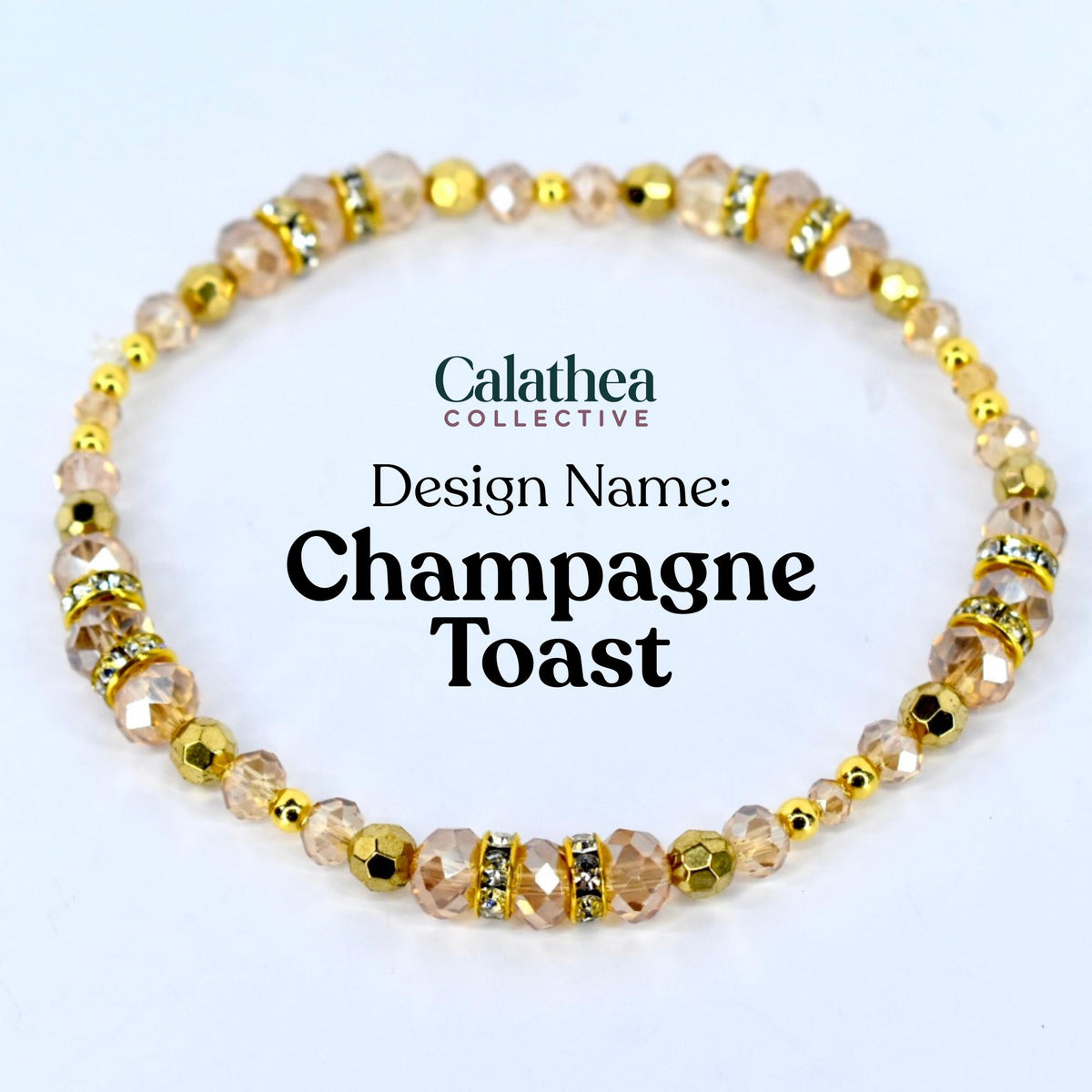 Prosecco Shimmer Bracelet Collection: Cream and Champagne Beaded Bracelets