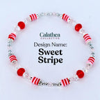 Red Pink and White Peppermint Strawberry Twist Bracelet Collection