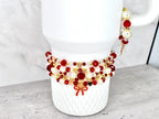Red Ribbon Charm Bracelet Collection: Red, Gold and Pearl Beaded Bracelets