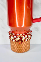 Red Ribbon Charm Bracelet Collection: Red, Gold and Pearl Beaded Bracelets