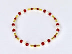 Red Ribbon Charm Bracelet Collection: Red, Gold and Pearl Beaded Bracelets