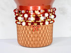 Red Ribbon Charm Bracelet Collection: Red, Gold and Pearl Beaded Bracelets
