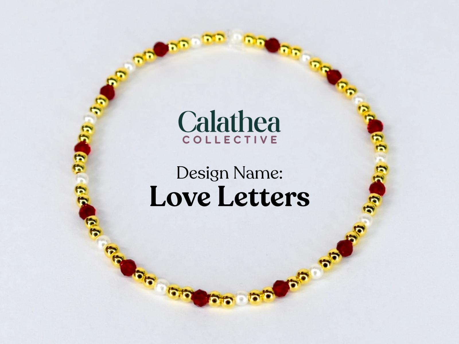 Red Ribbon Charm Bracelet Collection: Red, Gold and Pearl Beaded Bracelets