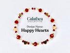 Red Ribbon Charm Bracelet Collection: Red, Gold and Pearl Beaded Bracelets