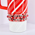 Red and White Candy Cane Twist Beaded Bracelet Collection