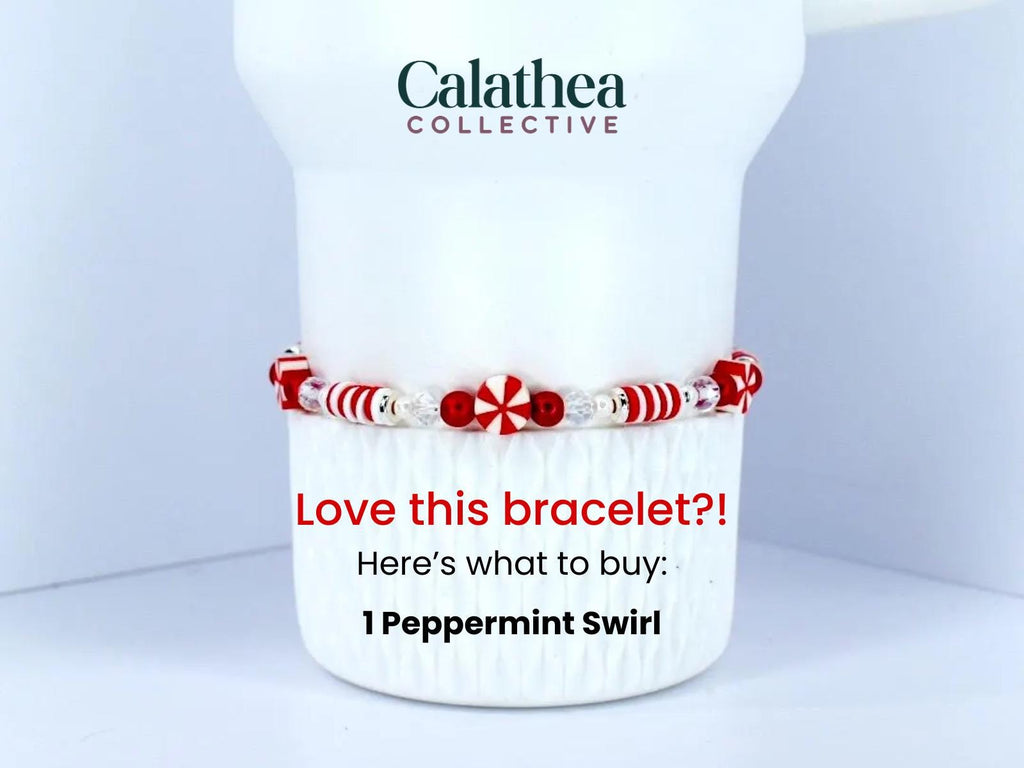 Red and White Candy Cane Twist Beaded Bracelet Collection