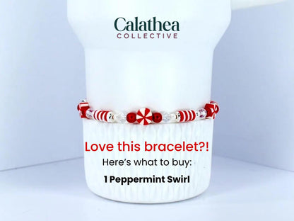 Red and White Candy Cane Twist Beaded Bracelet Collection
