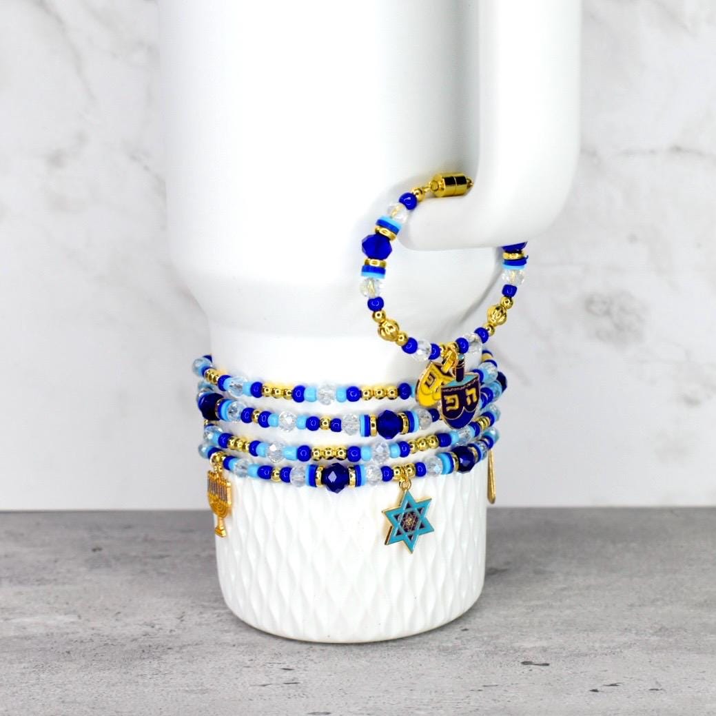 Hanukkah Celebration Tumbler Handle Charm Bracelet with Magnetic Closure
