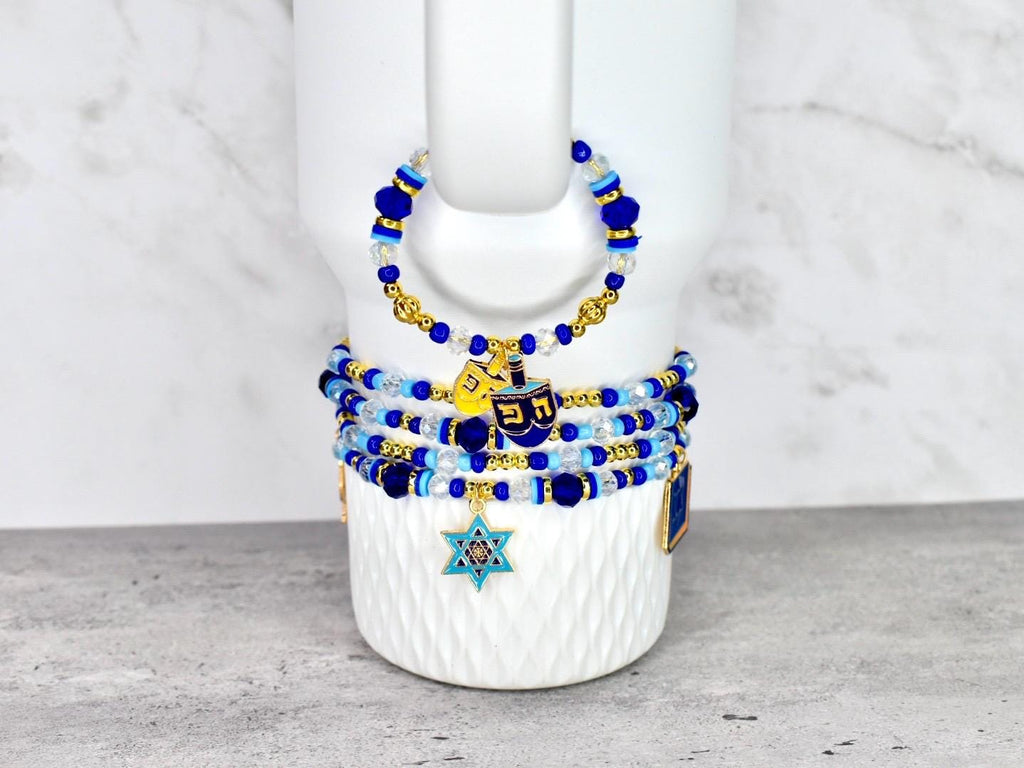 Hanukkah Celebration Tumbler Handle Charm Bracelet with Magnetic Closure