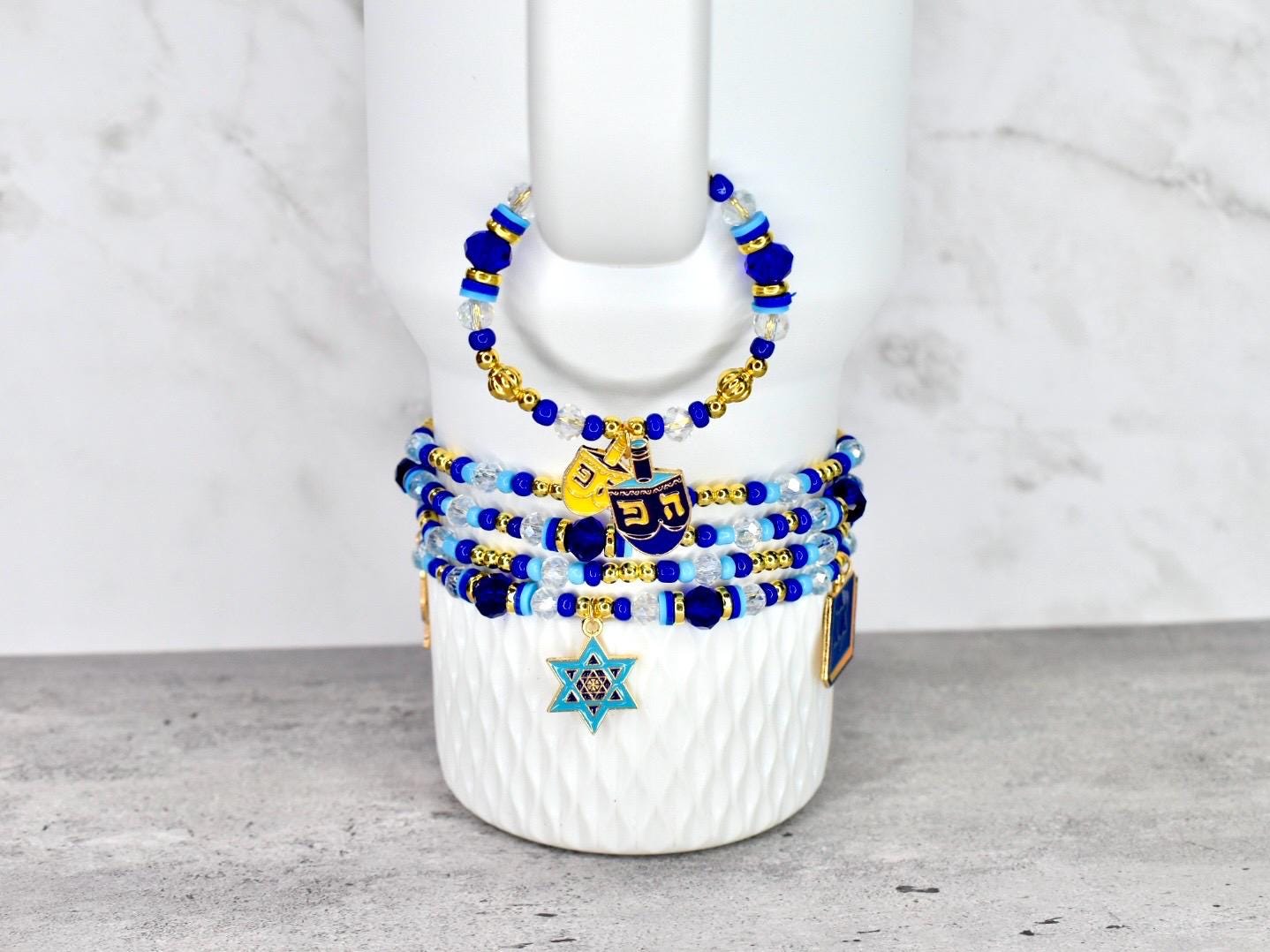 Hanukkah Celebration Tumbler Handle Charm Bracelet with Magnetic Closure