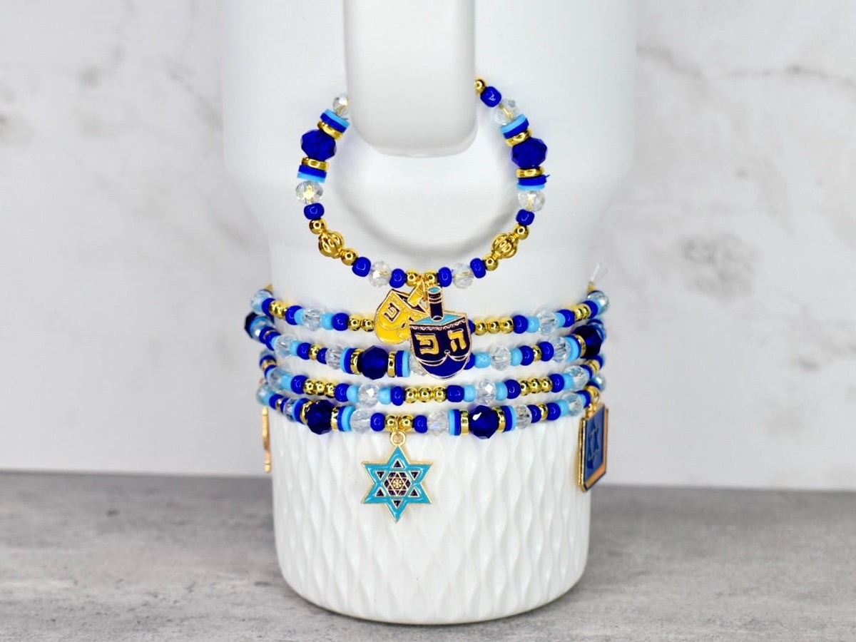 Hanukkah Celebration Tumbler Handle Charm Bracelet with Magnetic Closure
