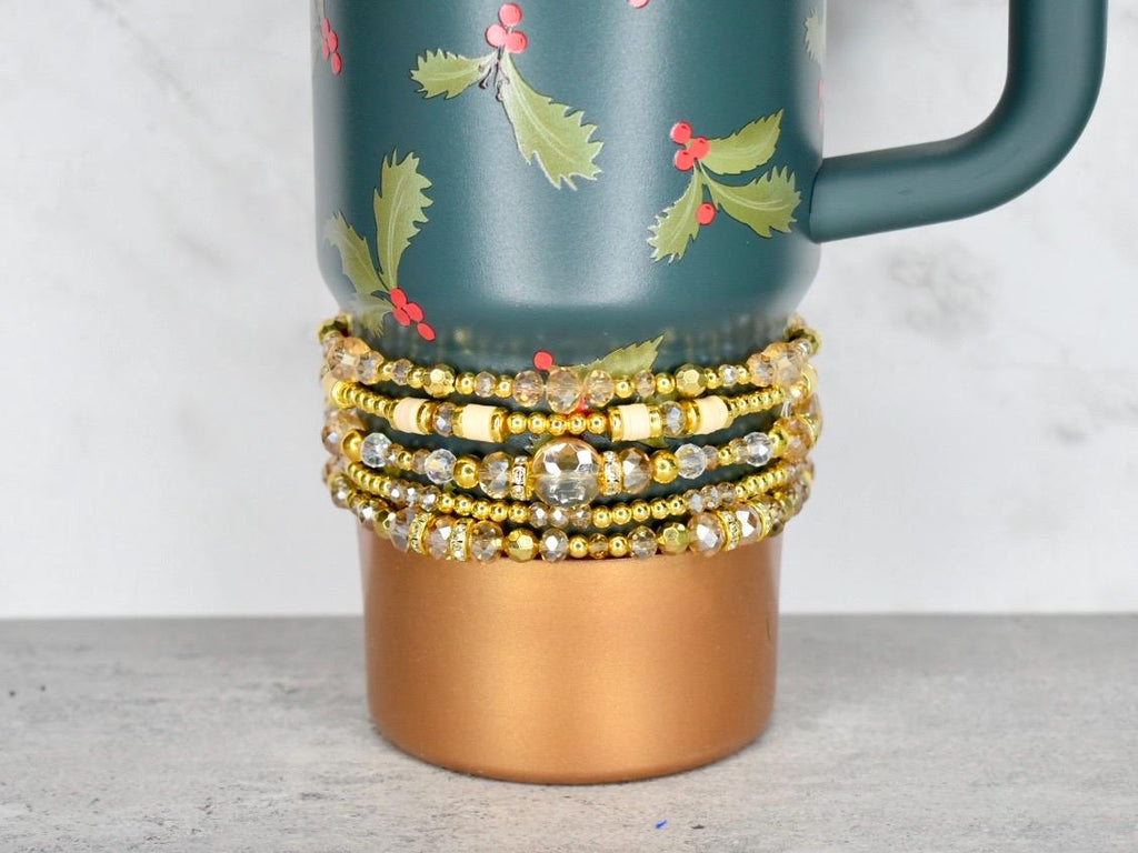 Prosecco Shimmer Bracelet Collection: Cream and Champagne Beaded Bracelets