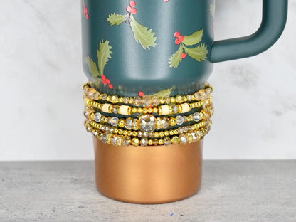 Prosecco Shimmer Bracelet Collection: Cream and Champagne Beaded Bracelets