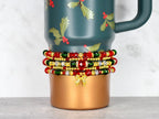 Holiday Botanical Beaded Bracelet Collection with Festive Gold Bow Charm