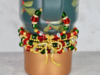Holiday Botanical Tumbler Handle Charm Bracelet with Gold Bow Charm