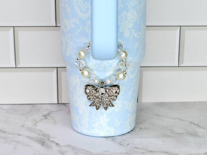 Pearl Elegance Bow Tumbler Handle Charm Bracelet